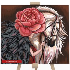 Картина по номерам Девушка и лошадь (40х30см)