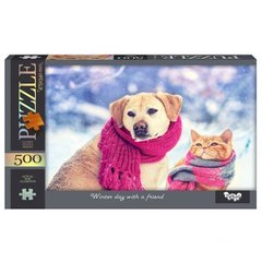Пазлы Зимний день, собака и кот 500 элементов (Dankotoys) 500-14-08